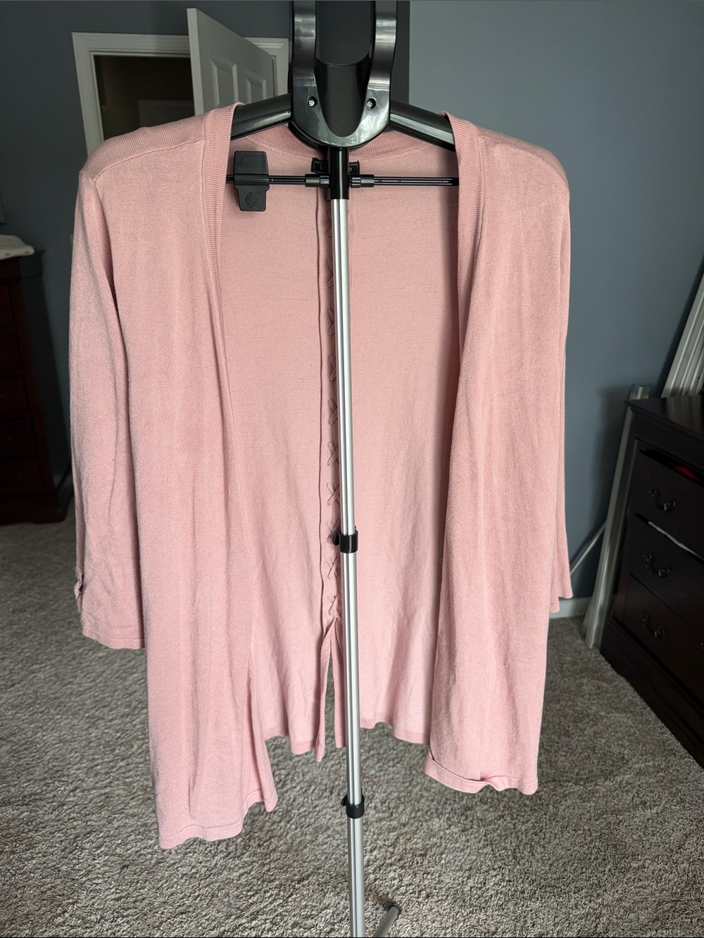 Women’s Lightweight Open-Front Pink Cardigan Sweater